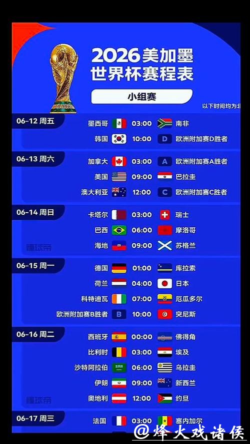 2026年世界杯全程直播时间表